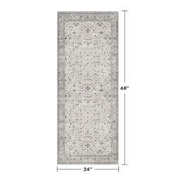 Light Grey 2x5 Boho Bathroom Runner Rug - Modern