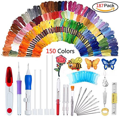 Magic Embroidery Pen Punch Needle,Embroidery Patterns Punch Needle Kit Craft Tool,Embroidery Pen Set,Including 150 Color Threads for Sewing Knitting DIY Threaders Magic Embroidery Pen Punch Needle,Embroidery Patterns Punch Needle Kit Craft Tool,Embroidery Pen Set,Including 150 Color Threads for Sewing Knitting DIY Threaders