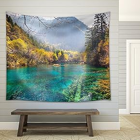 Jiuzhaigou Valley Scenic and Historic Interest Area, Sichuan, China - Fabric Wall Tapestry Home Decor - 51x60 inches