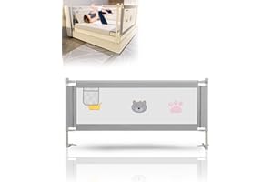 Athradies Bed Rails for Toddlers, 75'' Extra Long Toddler Bed Rails for Kids, Height Adjustable Baby Bed Rail Guard for Twin, Full, King, Queen Size Bed(1 Side, Grey)