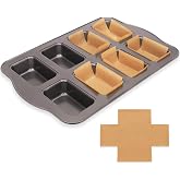 UCBAT Mini Loaf Baking Pans Set 8-Cavity with 200 PCS Parchment Liners, Nonstick Bakeware Rectangle Bread Pan, Heavy Duty Banana Bread Pan, Grey