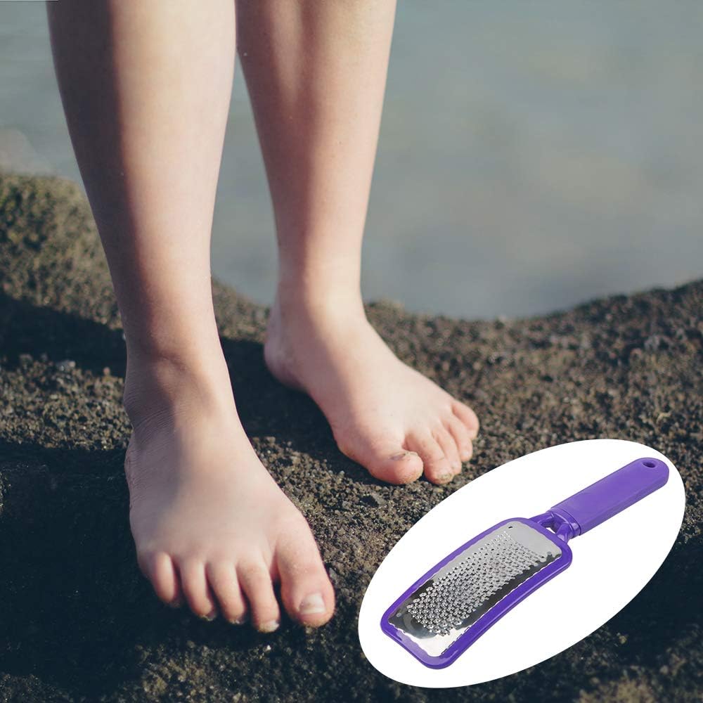 4 Pack Foot Pumice Stone,Sonku Exfoliator Pedicure File Block Callus Remover Scrubber with 1 Pcs Stainless Steel Foot Rasp and 5 Pcs Nail Files 100/180 Grit-Purple: Health & Personal Care