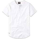 Cuts Clothing Men's Premium AO Henley Casual Short Sleeve T-Shirt | Classic Curve-Hem | PYCA Pro Soft Fabric
