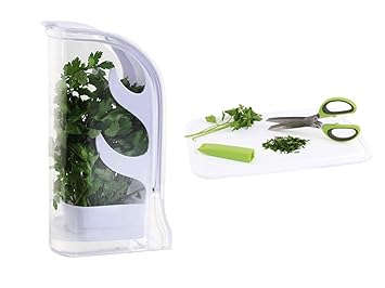 Kräuterschere mit Aromabehälter Kräuter Küchenschere Kräuterbox (Frischhaltedose, Außbewahrungsbox, Küchenkräuter, 300 ml)