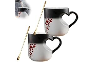 Heart-Shaped Color Changing Magic Ceramic Mug, Funny Color Changing Coffee Cup with Handle, Novelty Heart Mug for Valentine's