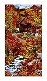 Timeless Treasures Autumn Covered Bridge Scenic 23in Panel Bridge Fabric