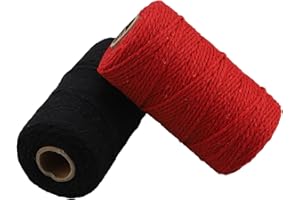 656 Feet Cotton Baker's Twine Spool 10 Ply,Crafts Twine String for DIY Crafts and Gift Wrapping (Black+Red)