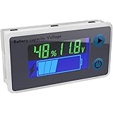 Battery Monitor, DROK 10-100V Digital Battery Capacity Tester, Percentage Level Voltage Temperature Switch Meter Gauge 12V 24