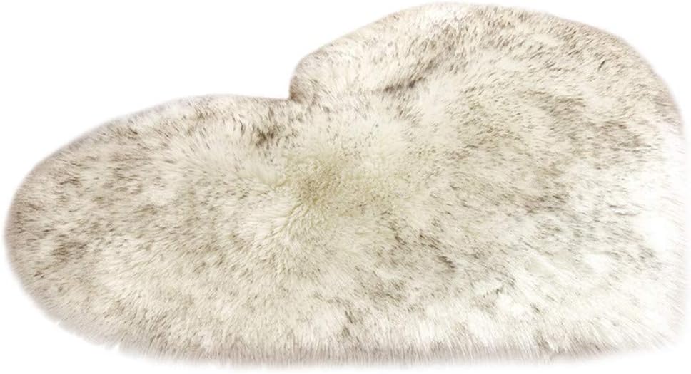Vacally Heart-Shaped Solid Color Rugs Wool Imitation Sheepskin Faux Fur Non Slip Bedroom Kitchen Doorway Entrance Shaggy Carpet Soft Absorbent Mats
