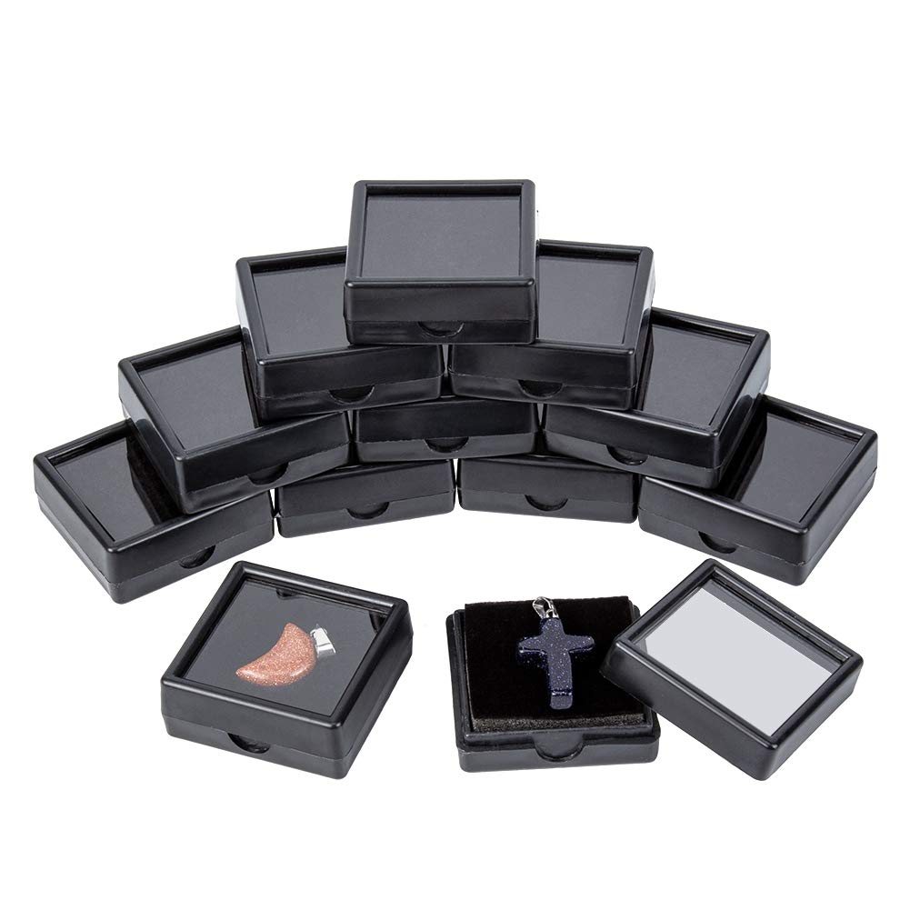 Photo 1 of BENECREAT 24 Pack Black Gemstone Display Box Jewelry Box Container with Clear Top Lids 1.57x0.6 for Festival Treat, Gems, Coins, Diamond, Gift Packing