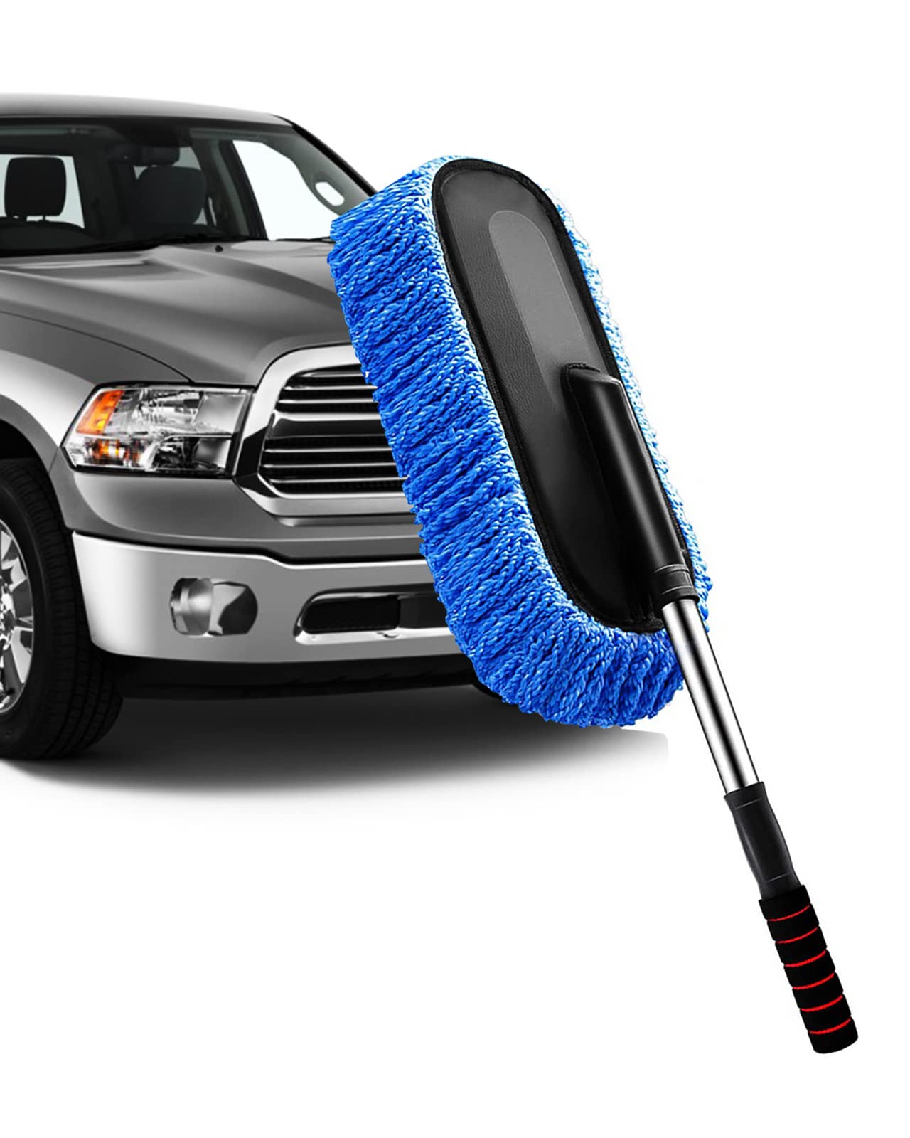 Photo 1 of YeewayVeh Car Duster Exterior Scratch Free Microfiber Car Cleaning Brush, Extendable Handle Pollen and Dust Brush for Truck, SUV, Vehicles and Home Cleaning, Blue