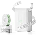 NIIMBOT D110 Mini Label Maker Machine with Tape (3 Rolls), Portable Bluetooth Inkless Sticker Printer, Automatic Feeding and Rewind One-Touch Custom Printing, Compatible with Phone Only, Small, White
