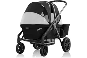 Evenflo Pivot Xplore Dreamz All-Terrain Stroller Wagon with Bassinet Insert (Jetsetter Black)
