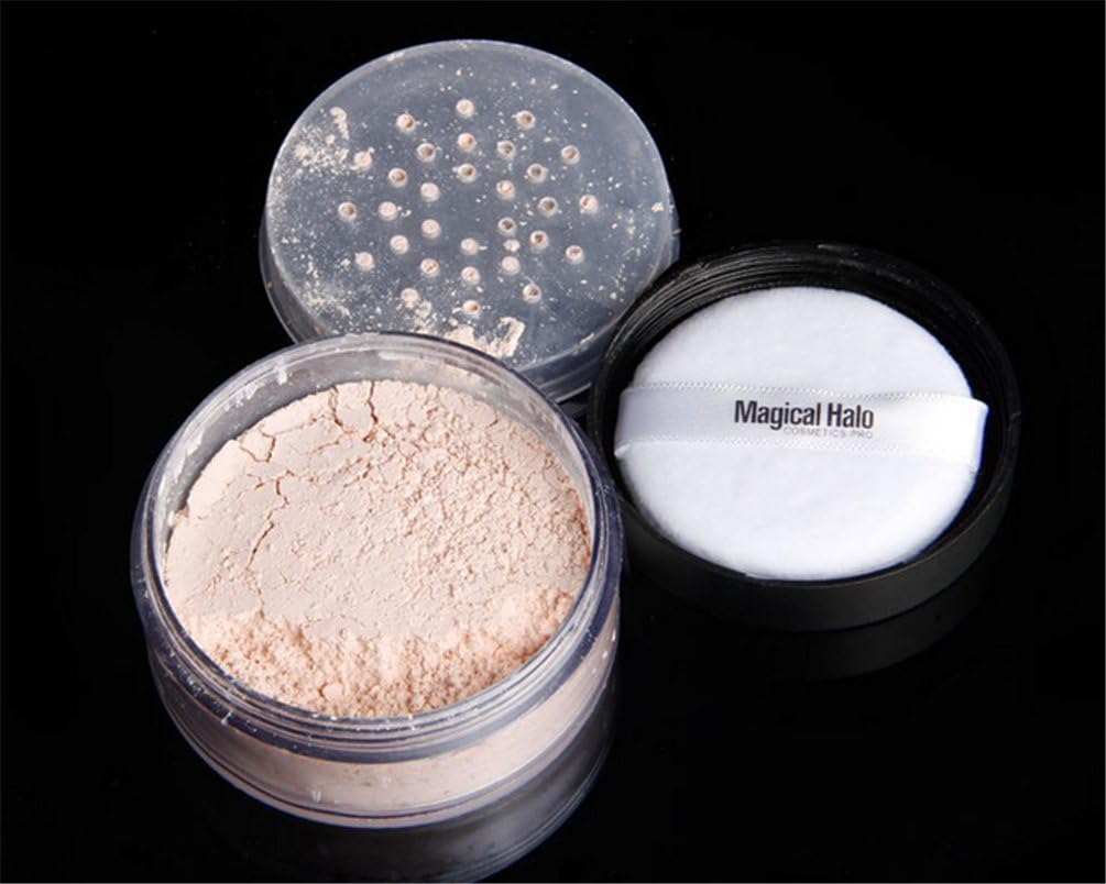 Fashion Base Magical Halo Long Lasting Loose Powder Waterproof Matte Setting Powder with Puff Concealer Light Banana Powder Mineral Makeup (#03)