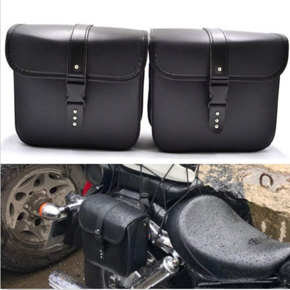 Saddlebags For Motorcycle Universal Leather PU Waterproof Saddlebags Softailfor Scooter Honda Suzuki Yamaha HD Street Sportster: Automotive