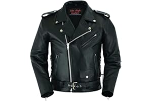 DS DANIEL SMART Daniel Smart Men Motorcycle Leather Jacket Black Economy Biker Leather Jacket with inside Pockets & Heavy Duty Zippers