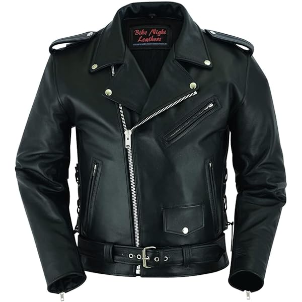TJVZ Mens Black Leather Jacket 100% Genuine Cowhide Leather Biker