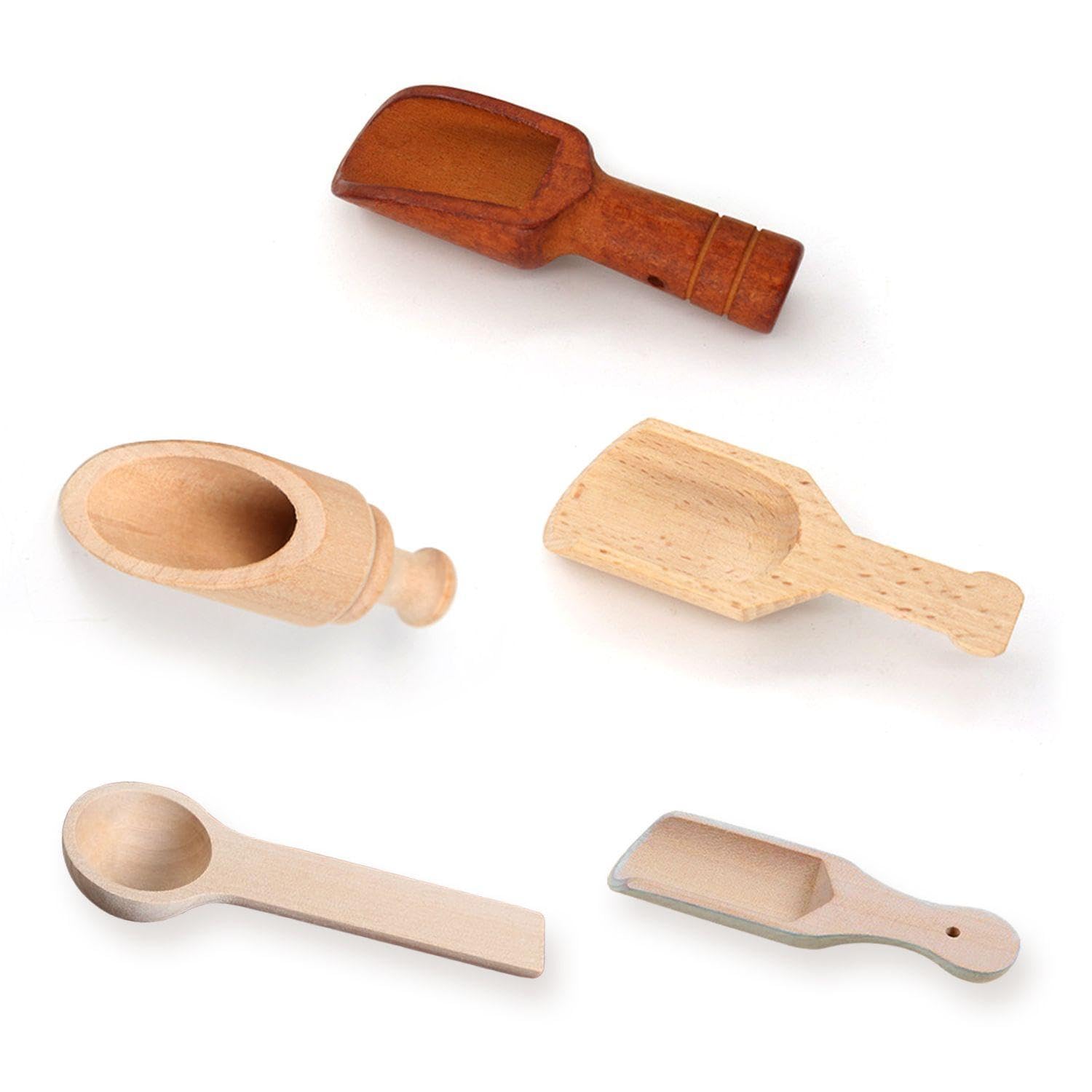 VEHYEGOI 5 Pieces Small Wooden Spoons, Spice Spoons, Mini Wooden Spoons, Wooden Quality Spoons, Wooden Spoon Set, Small Wooden Spoons For Spices