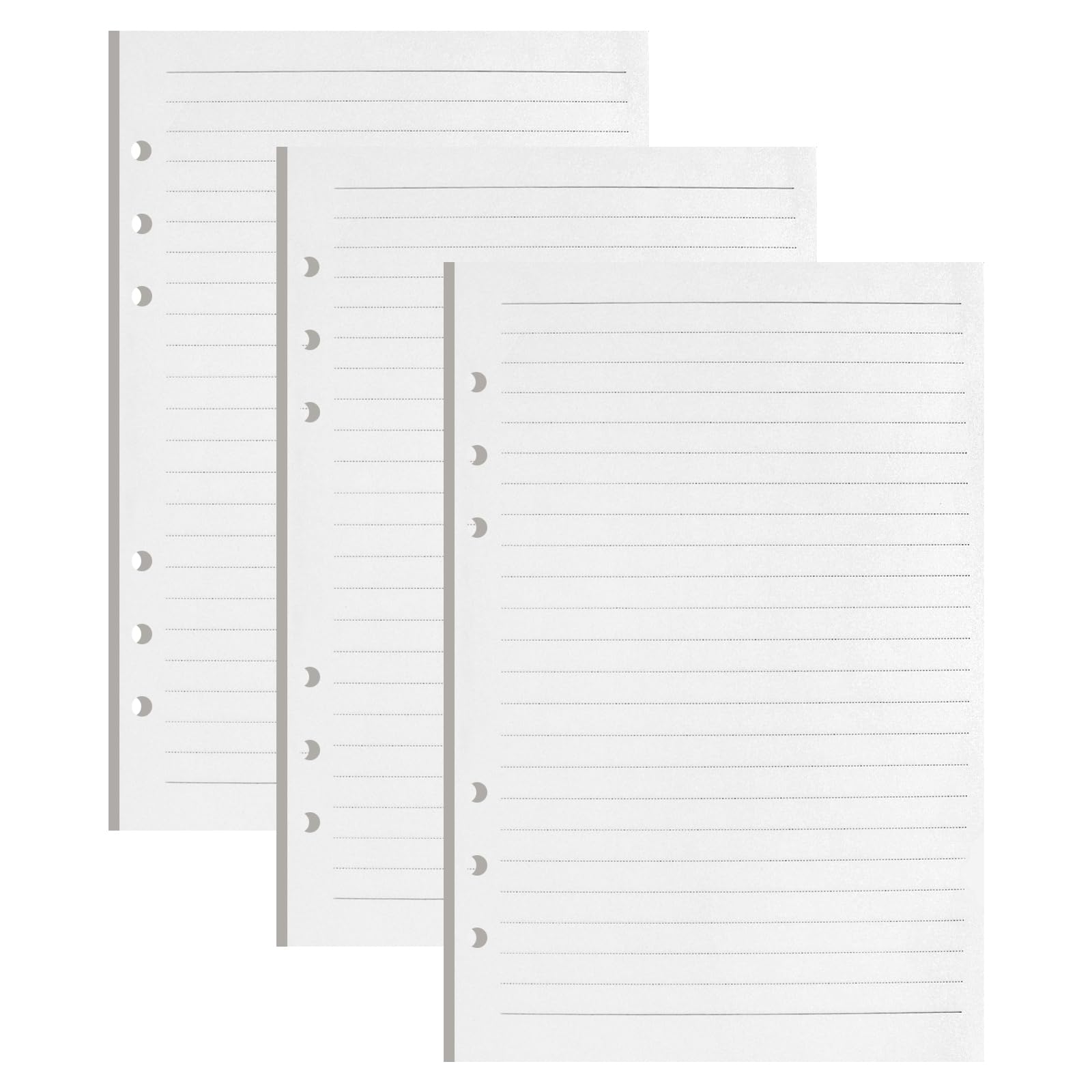 ABCDPP 3 Pack A5 Lined Refills Paper, 135 Sheets/270 Pages A5 Insert Thick Refillable Paper, A5 Notebook Refill, 6 Hole Loose Leaf Punched Paper Refill Pad for Planner and Note Taking (A5-Lined)