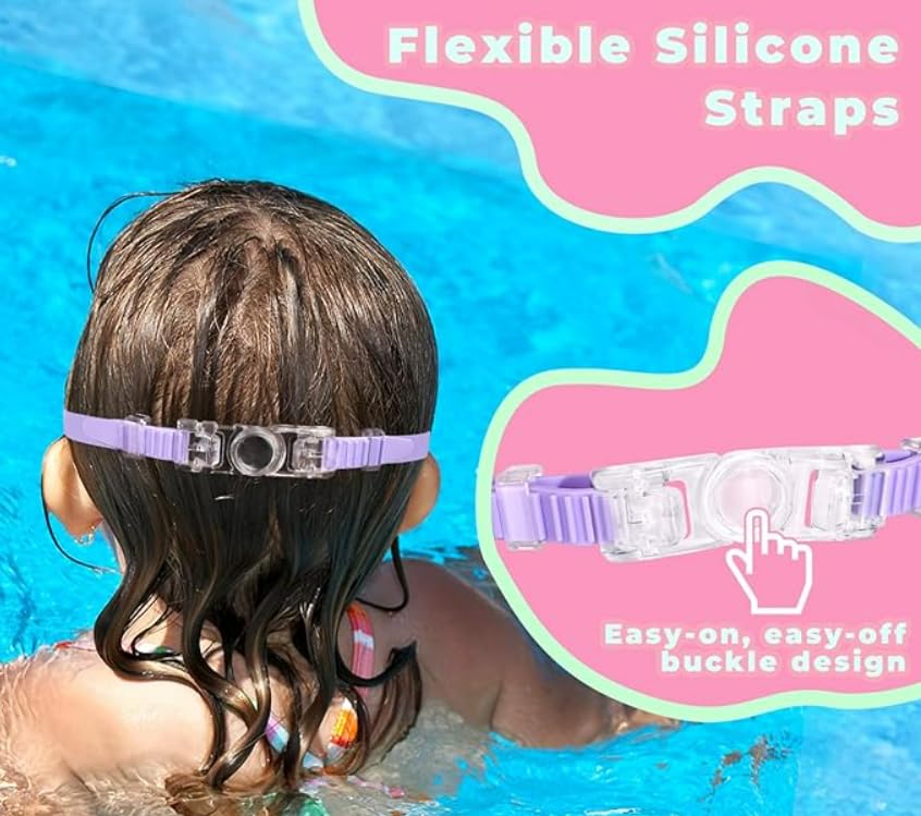 Last Page® 2PCS Swim Goggles for Kids 3-15 Large Frame Anti-Fog/UV Swimming Goggles for Boys Girls Toddler