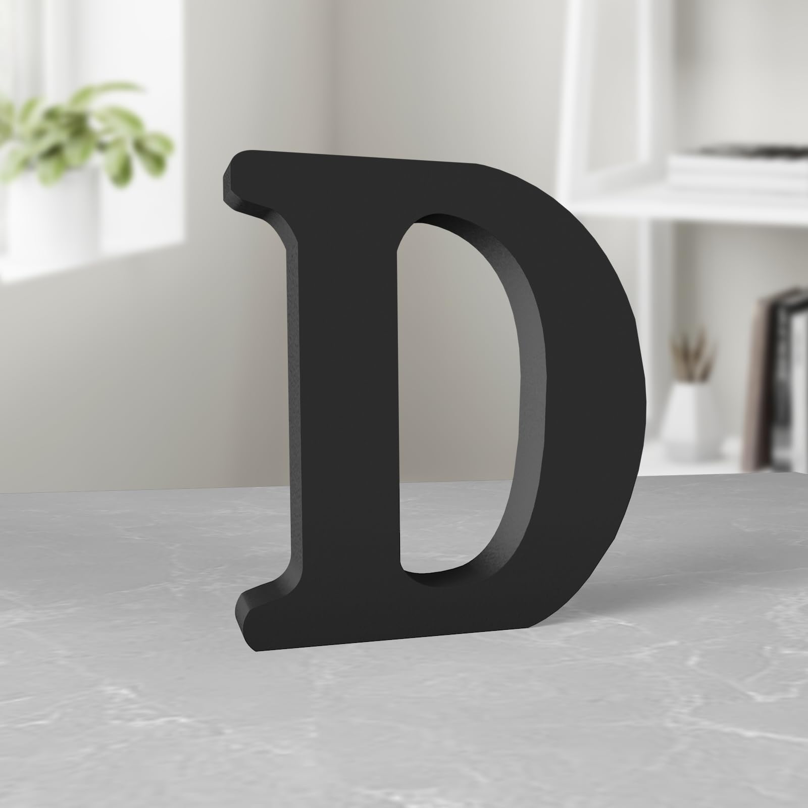 Aruatu 6 Inch Black Wood Letters for Wall Decor - Unfinished Decorative Standing Letter Slices for Sign Board Decoration, Craft, Home Party Projects (D)