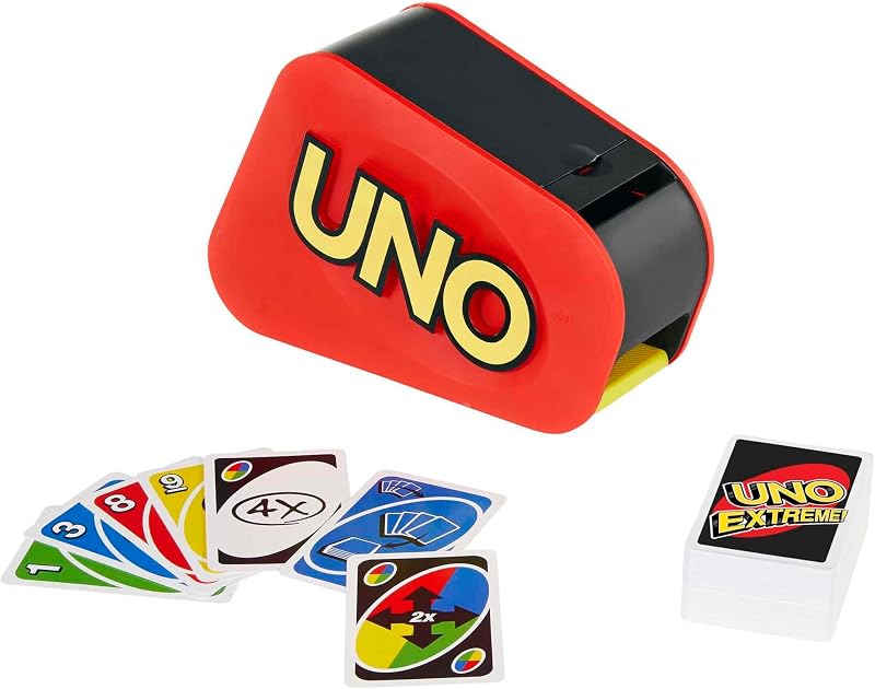 UNO Extrême Jeu de Cartes avec Lanceur, 7+ Ans, 2-10 Joueurs