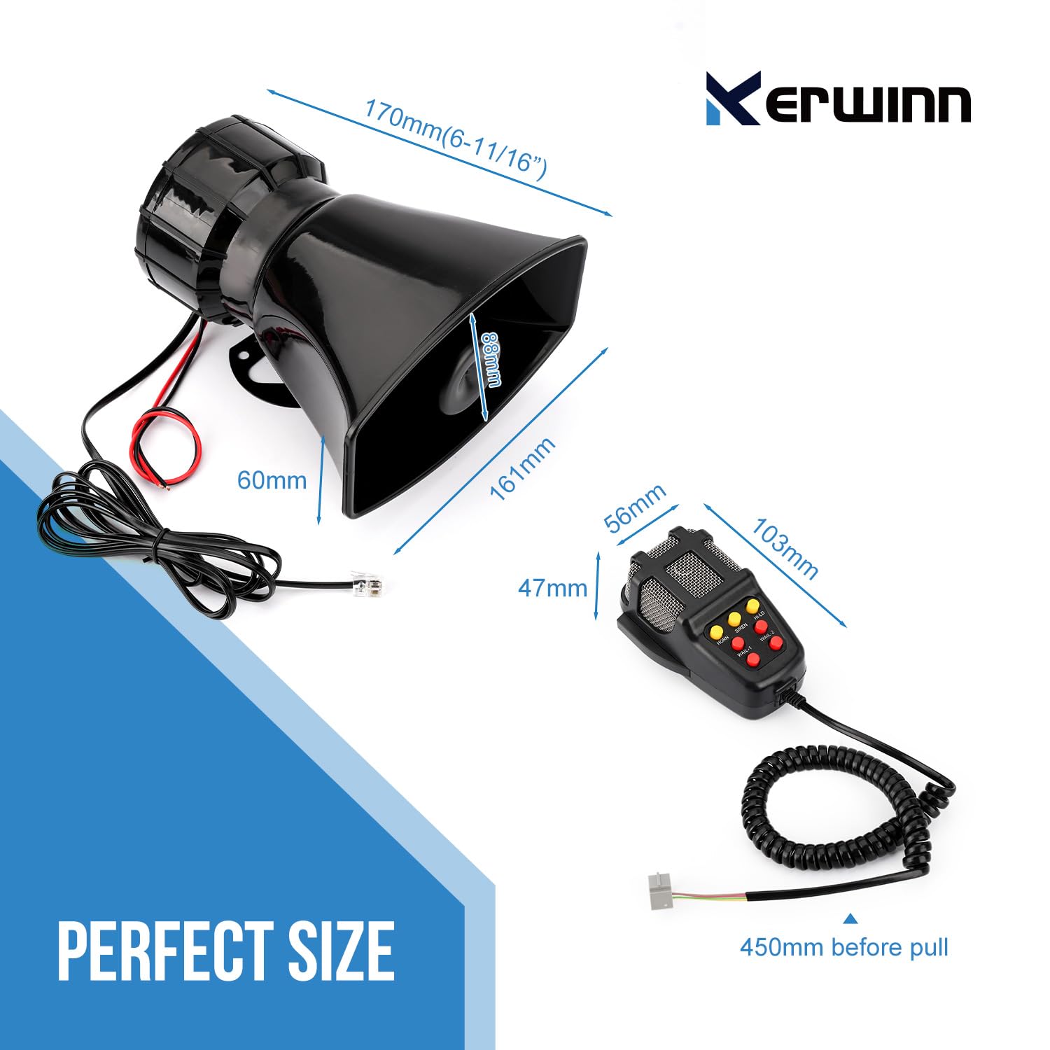 Car Siren Horn 7 Tone with Microphone,Alarm Horn Siren 12V 100W Emergency Amplifier with Mic PA Speaker System Loud Car Alarm Police Ambulance Fire Hooter Traffic Sound