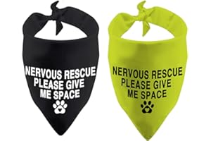 PWHAOO 2 Pack Rescue Dog Nervous Give Me Space Rescue Dog Bandana Ask to Pet Handkerchief Scarf (Nervous Rescue)