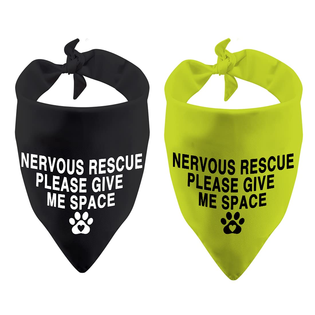 2 Pack Rescue Dog Nervous Give Me Space Rescue Dog Bandana Ask to Pet Handkerchief Scarf (Nervous Rescue)