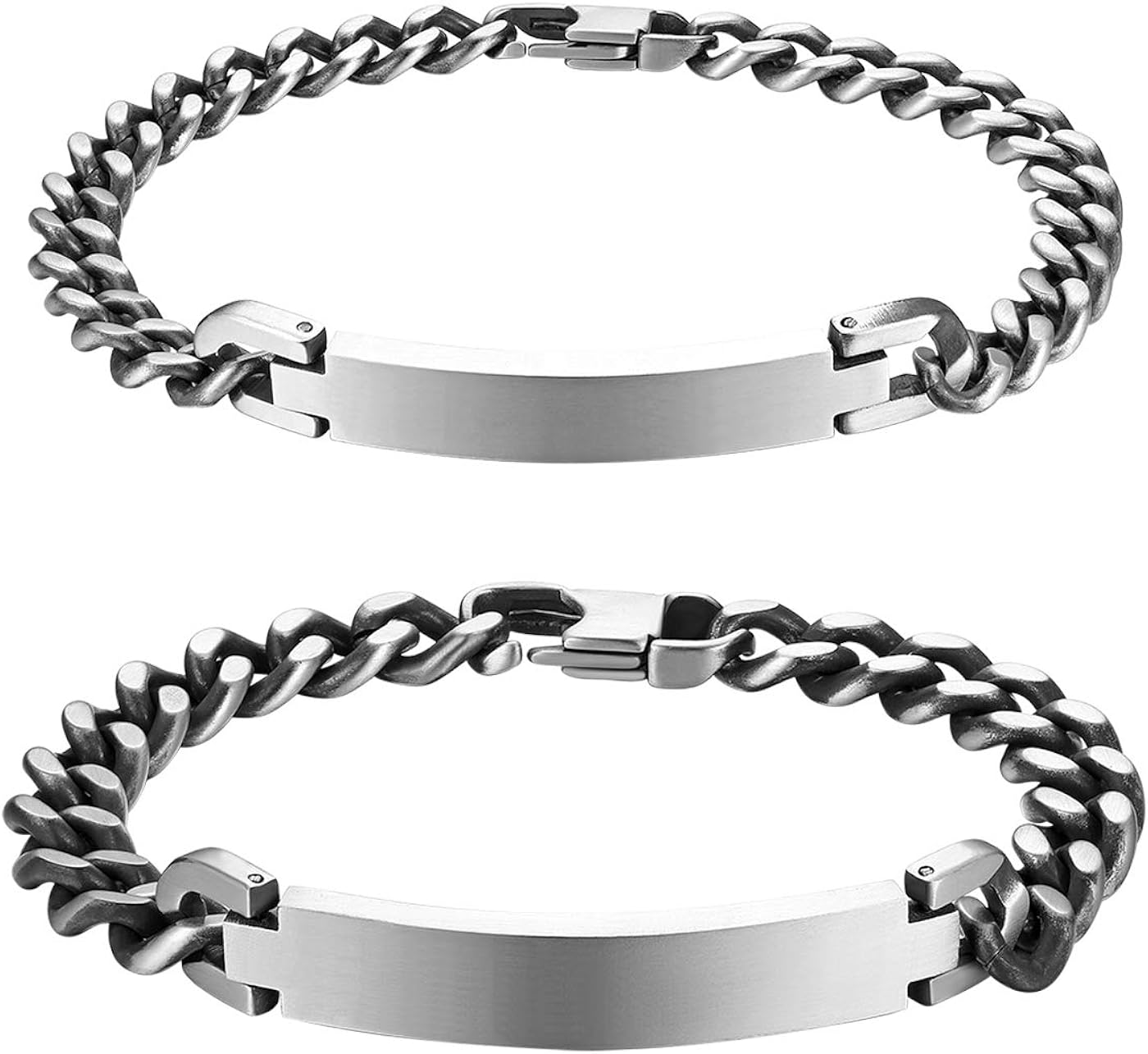 JewelryWe Schmuck 2pcs Pärchen Armband, Edelstahl Poliert Panzerkette