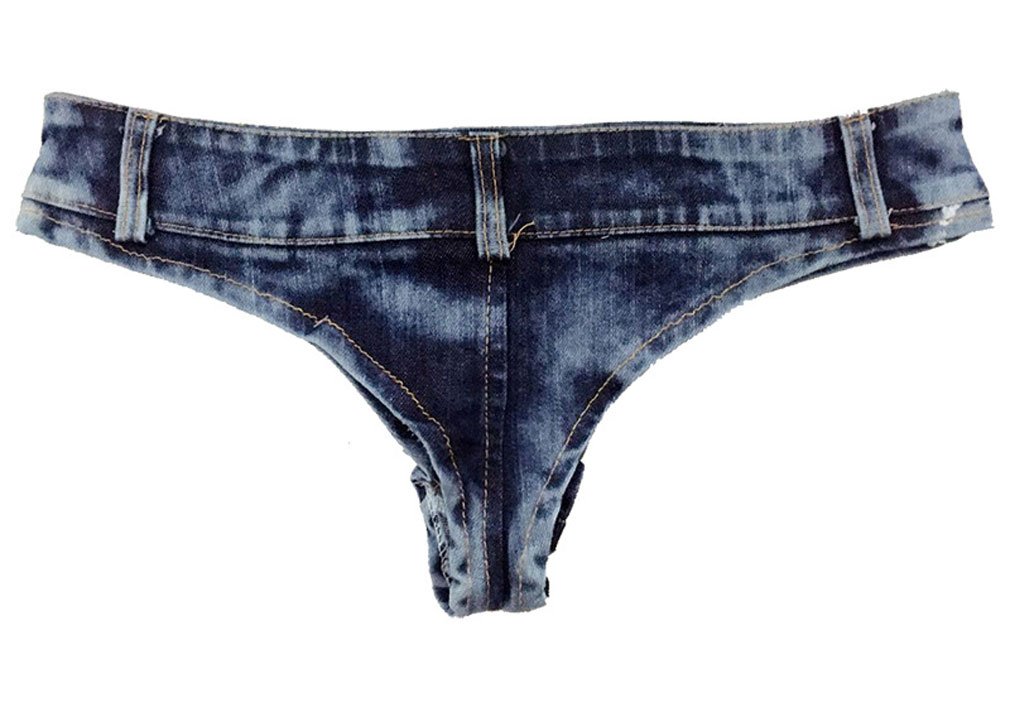 denim thong shorts