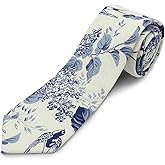 GHTIYLP Cotton Floral Ties for Men 2.76" Men's Skinny Tie Linen Flower Printed Neck Tie for Wedding Dating Party