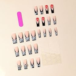 Halloween Nails Long Coffin Press on Nails Black