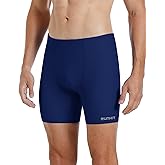 Runhit Men's Square Leg Swim Jammers Quick Dry Athletic Brief Swimsuit UPF 50+ Compression Swimming Shorts