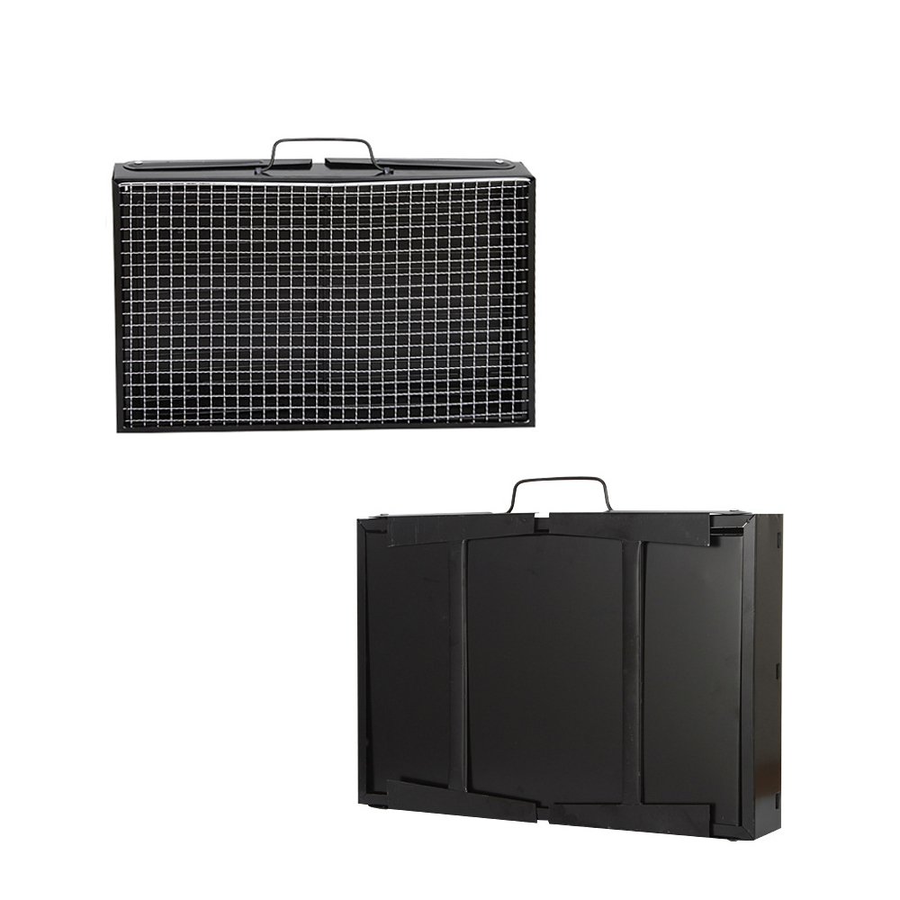 Uten BBQ Barbecue à Charbon de Table en Acier inoxydable Pliable Four Grille de cuisson Démontable Portable pour Barbecue de jardin extérieur camping et pique nique