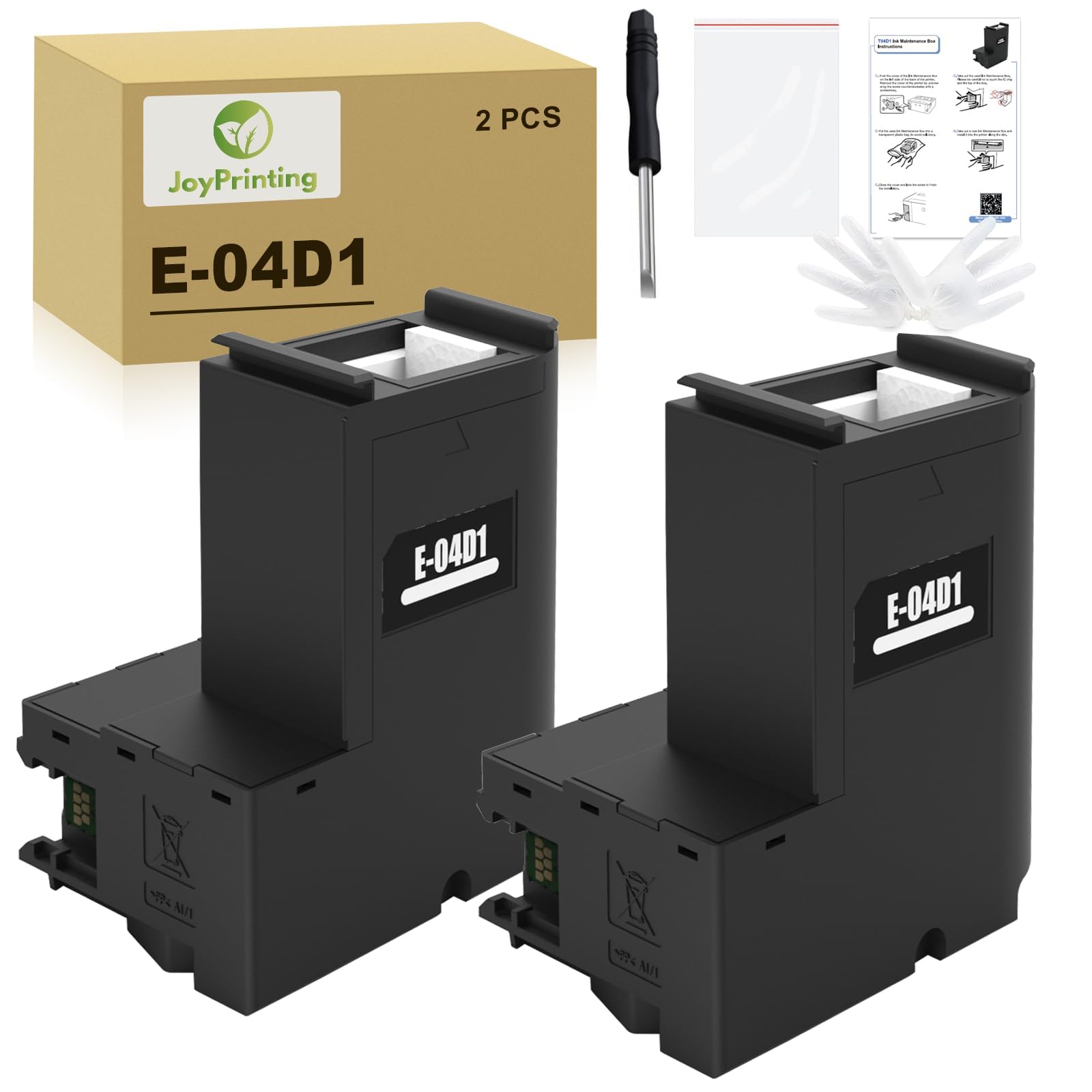 JoyPrinting 2X T04D1 C13T04D100 Maintenance Box Tank Compatible for ET-4750 ET-3750 ET-3700 ET-M3180 ET-M3170 ET-M3140 ET-M2170 ET-M2140 ET-M1180 ET-M1170 ET-M1140 Printer (2-PacK)