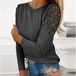 iPOGP Women's Round Neck Solid Color Hollow