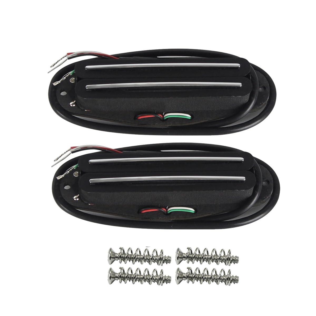 FLEOR Alnico 5 Hot Rail Humbucker Single-Coil-Sized Pickup Middle+Bridge Pickup Set, Black