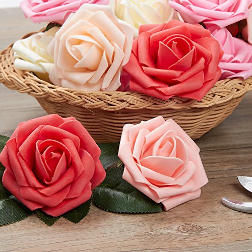 MACTING Artificial Flower Rose, 30pcs Real Touch Artificial Roses for DIY Bouquets Wedding Party Baby Shower Home Decor - Thumbnail 3