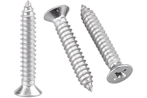 RoyceMart #8 x 1-3/4" (100 pcs) Stainless Flat Head Phillips Drive Sheet Metal Tek Screws, 304 (18-8) Stainless Steel Screw for Wood, Countersunk Head Wood Screw, Self Tapping Screws