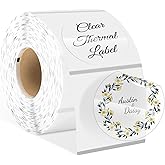 Hcode 2 Inches Circle Clear Dot Transparent Direct Thermal Labels Blank Shipping Address Labels 500Pcs/Roll (Waterproof, Oil-Proof & Tear-Resistant) Compatible with Rollo & Zebra Desktop Printers