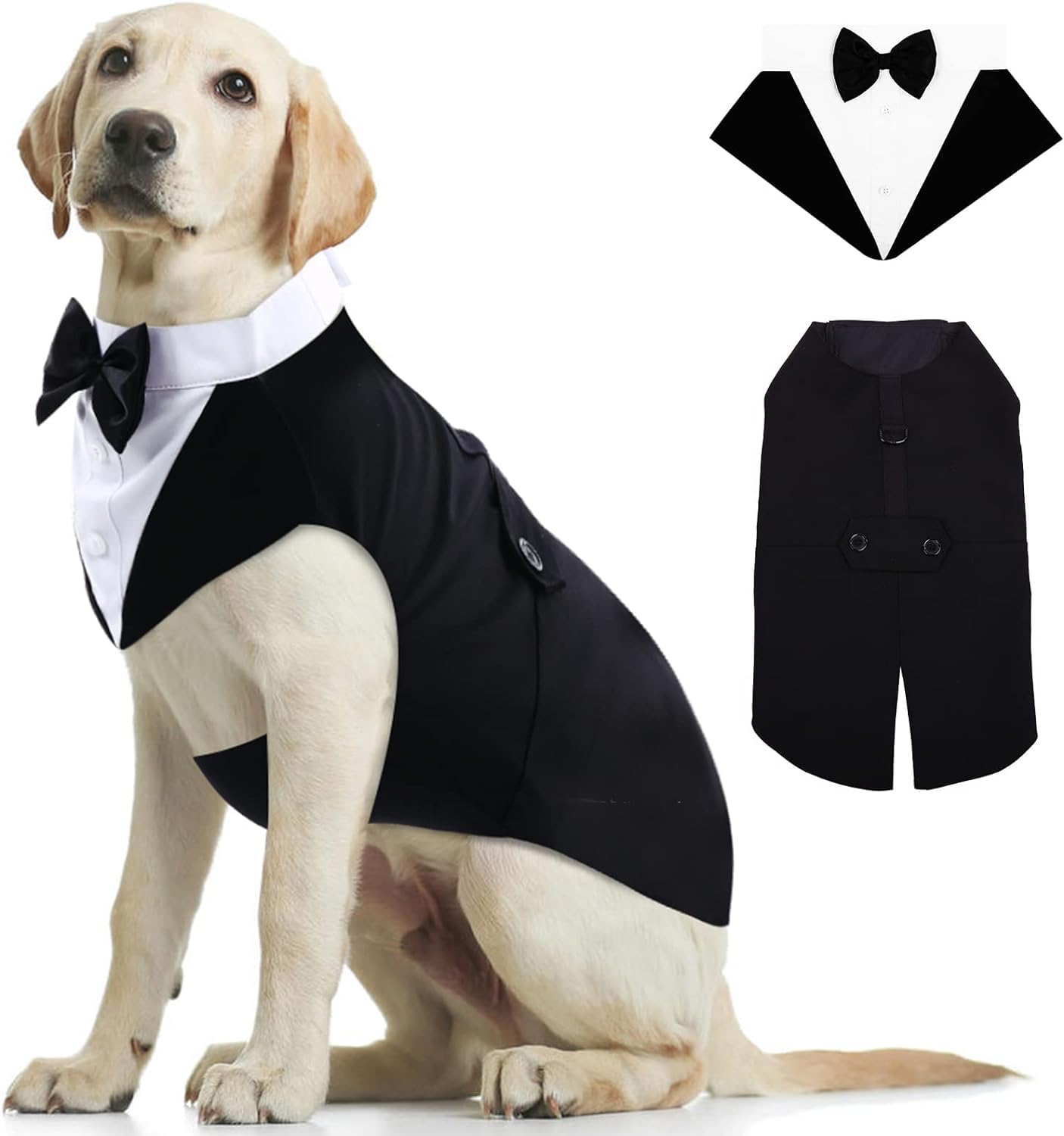 Kuoser Dog Tuxedo, Dog Wedding Suit and Bandana Set, Pet Clothes Puppy Formal Shirt with Removable Bow Tie, Doggie Costume Small Medium Large Dogs Outfit for Party Birthday Festival — image 1