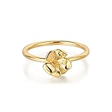 LADYGD Birth Flower Ring for Women 14K Gold Plated