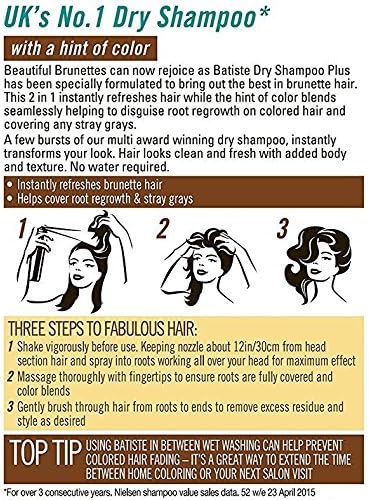 Batiste Dry Shampoo Beautiful Brunette with a hint of colour for colour for brunette hair Fresh Hair For All Hair Types 3 Pack 2+1 (3 x 200 ml) - Image 4