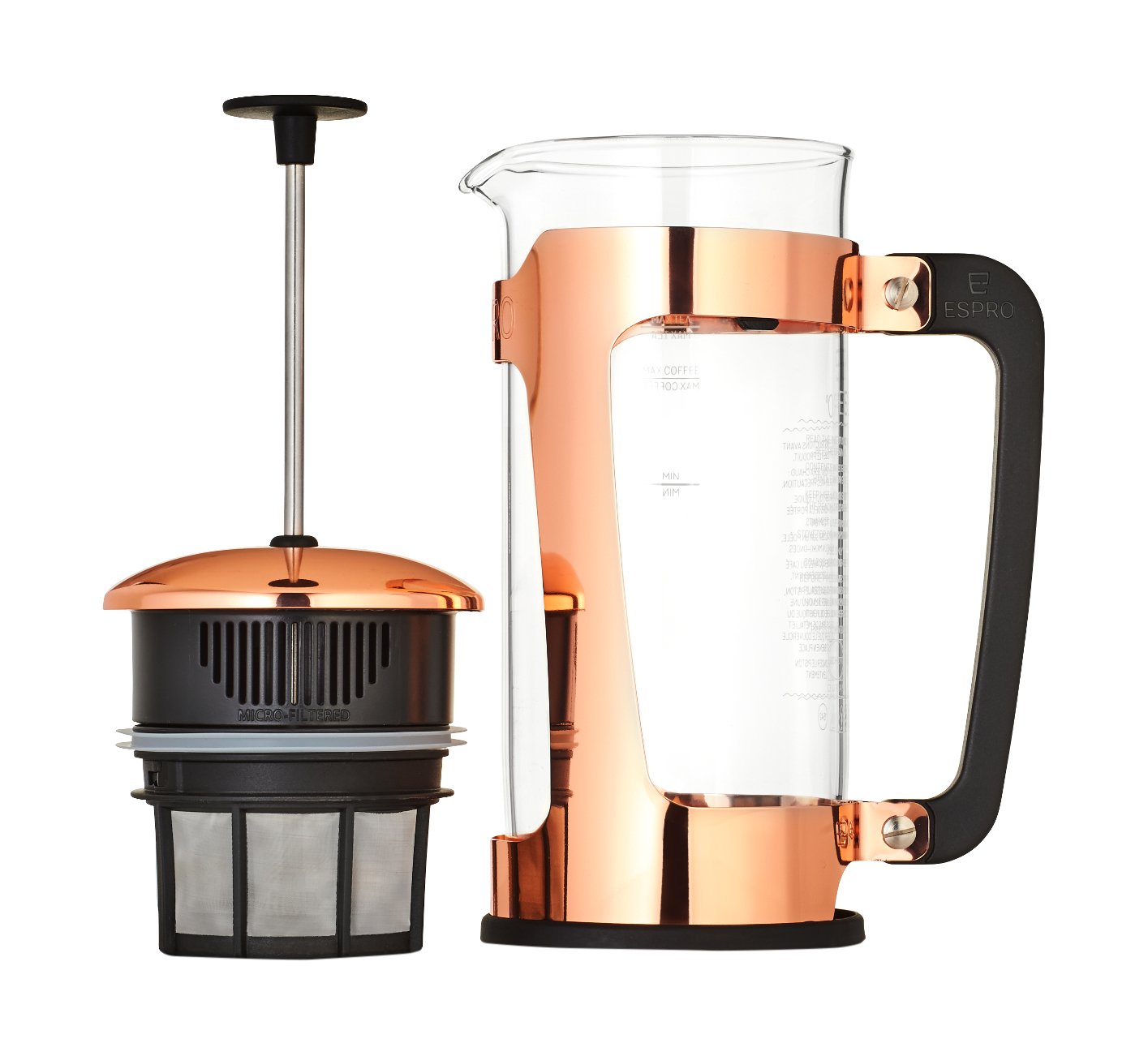 Espro Coffee Press P518 oz, Glass Carafe and Copper Coated Cage, FFP