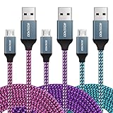 Micro USB Cable Android Charger - Boxeroo [3-Pack 10 ft] Super-Durable Nylon-Braided Android Charging Cord Compatible for Samsung S7/S6, HTC, Nexus, LG, Sony, Nokia, PS4, Smartphones