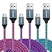 Micro USB Cable Android Charger - Boxeroo [3-Pack 10 ft] Super-Durable Nylon-Braided Android Charging Cord Compatible for Samsung S7/S6, HTC, Nexus, LG, Sony, Nokia, PS4, Smartphones primary