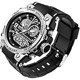 AIMES Men's Watches Outdoor Sports Waterproof Military Watch Tactical Digital Analog Wrist Watch Date Multi Function Led Large Face Alarm Stopwatch for Man