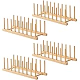 Worthyeah 4 PCS Bamboo Dish Dying Rack - Pot Lid