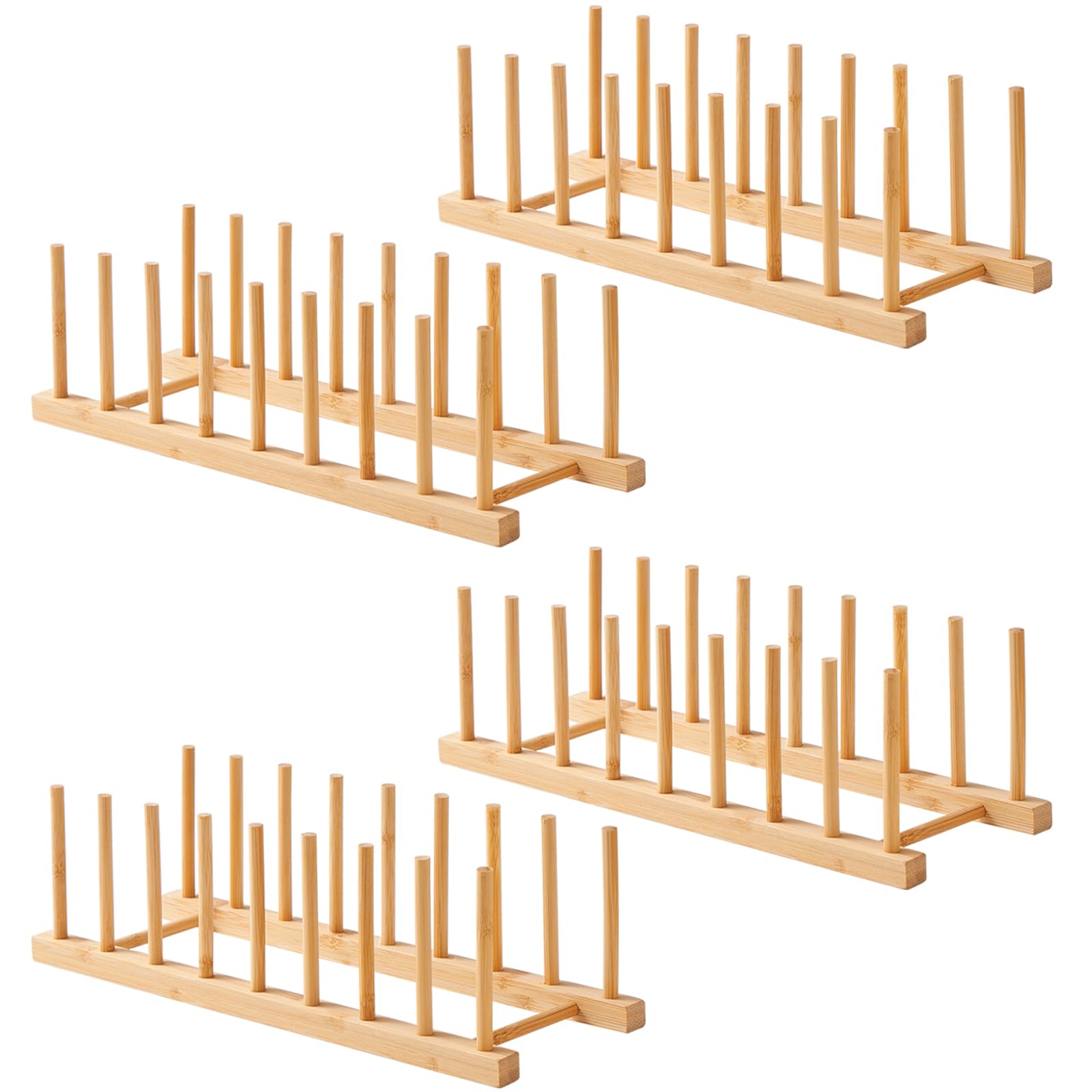 Worthyeah 4 PCS Bamboo Dish Dying Rack - Pot Lid